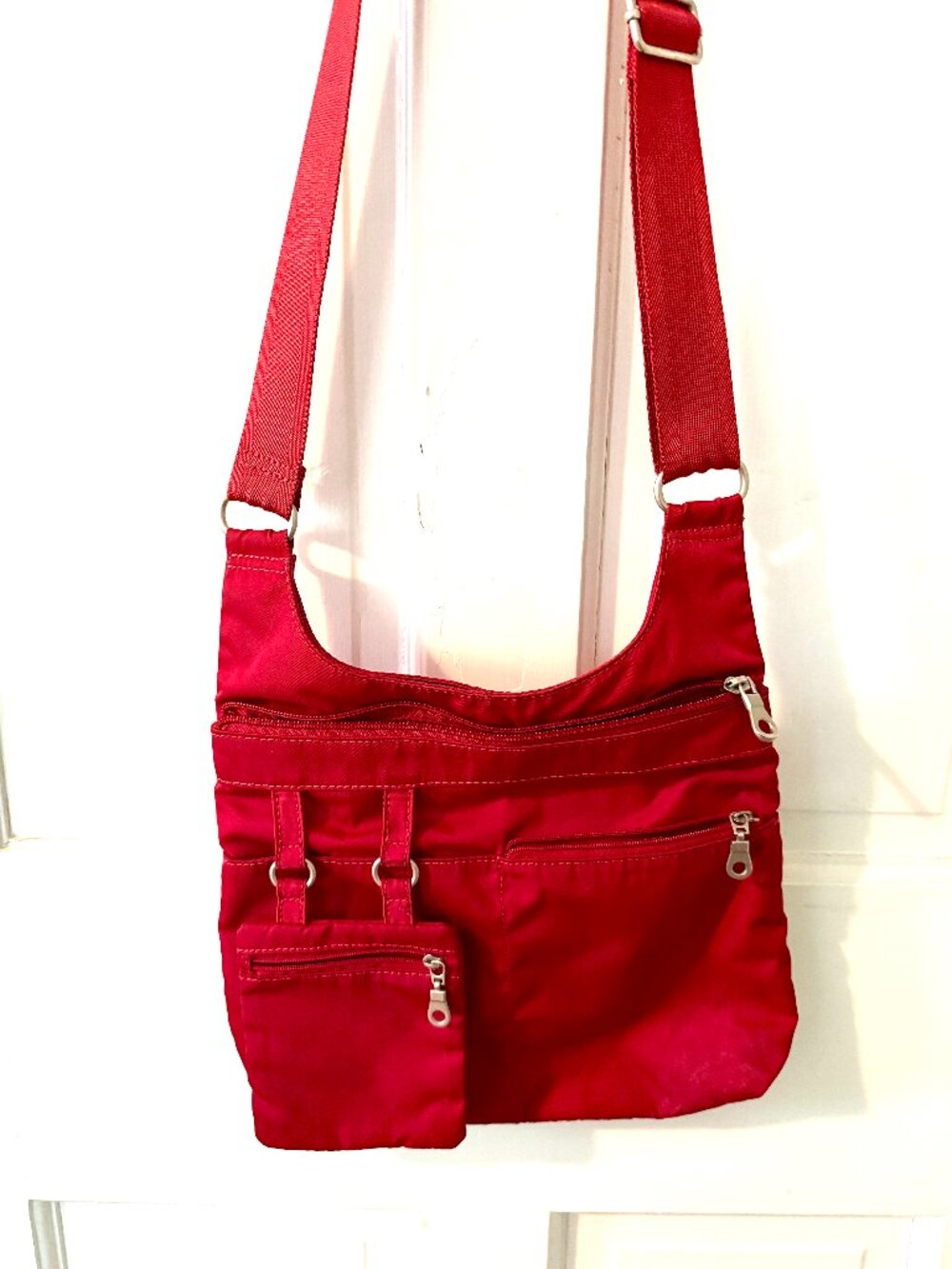 Cheery Red Organizer Multi-Pocket Shoulder or Crossbody Bag